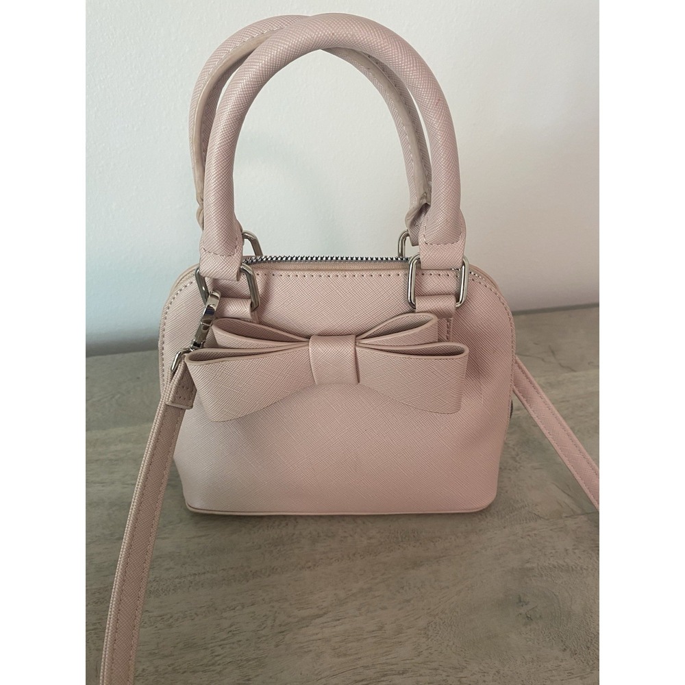 Adorable Betsey Johnson Blush Pink Mini Satchel Crossbody Bag with Bow Detail